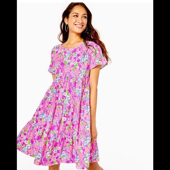 Lilly Pulitzer Jodee Floral swing short sleeve dress M - Picture 1 of 10